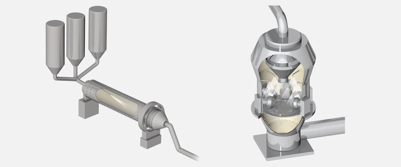 Ball mill and roller mill Ball mill and roller mill